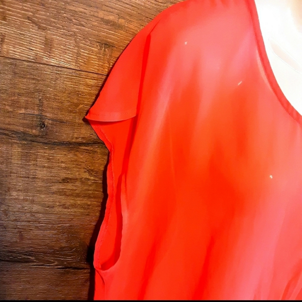 HeartSoul Plus Top Size 1X Chiffon Drop Hem Sheer - Picture 8 of 11